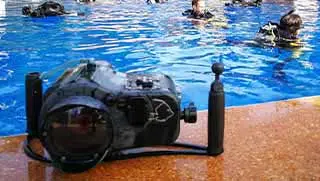 Camera near swimming pool Koh Tao Thailand